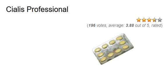According to average vote for the drug Cialis Professional 20 mg at one online pharmacy, the drug scored almost 4 out of 5 stars (3