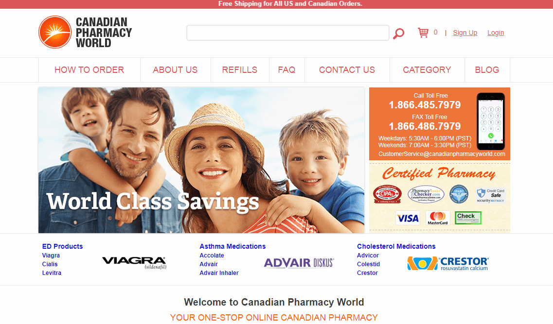 Canadian Pharmacy World Homepage